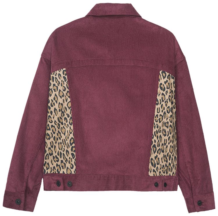 Brain Dead Corduroy Leopard Contrast Trucker Jacket MaroonLeopard