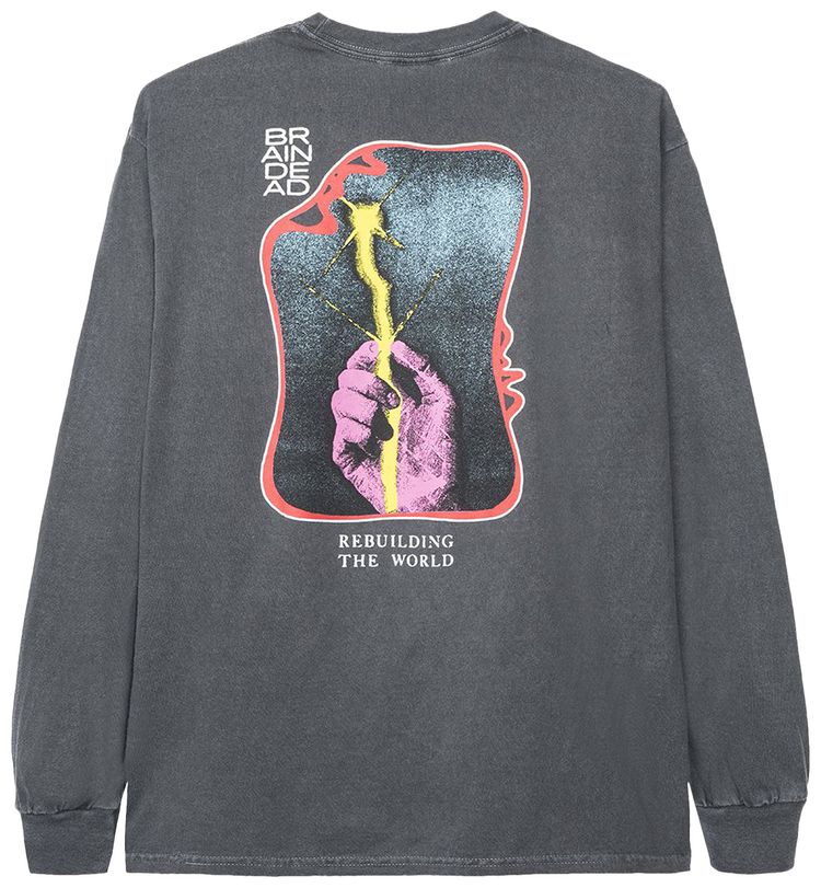 Brain Dead Head Party Long Sleeve Washed Black