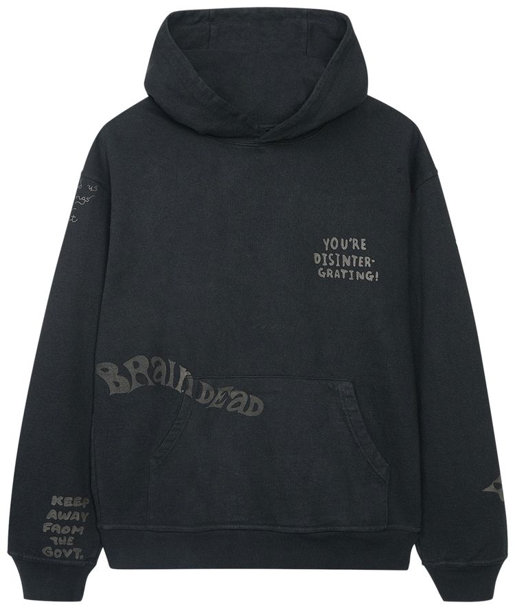 Brain Dead Tonal Type Print Hooded Sweatshirt Hoodie Black