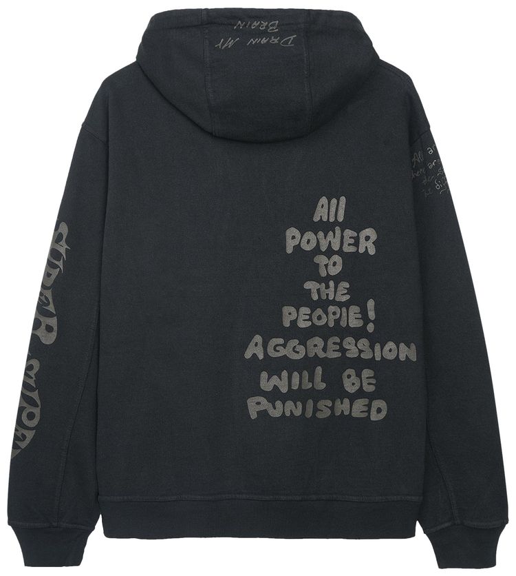 Brain Dead Tonal Type Print Hooded Sweatshirt Hoodie Black