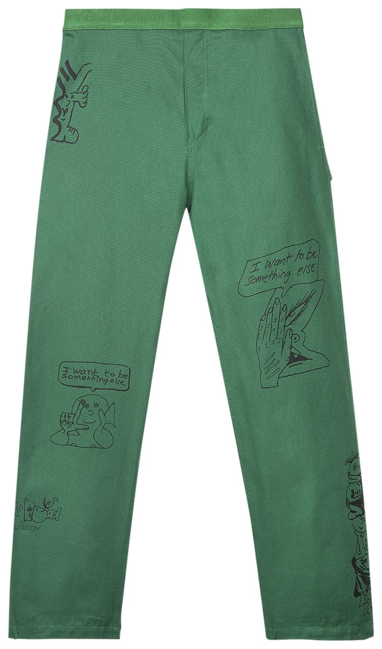 Brain Dead HardSoftware Velcro Printed Carpenter Pant Forest Green