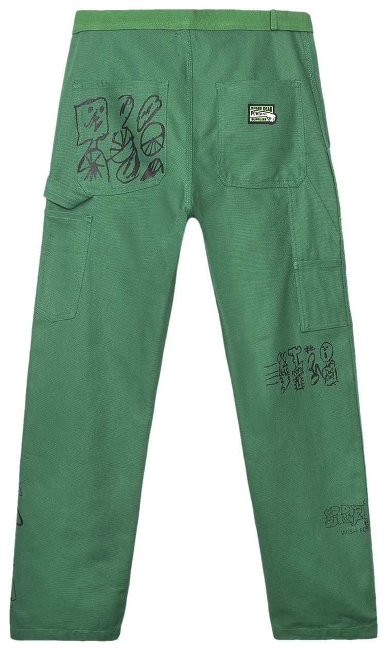 Brain Dead HardSoftware Velcro Printed Carpenter Pant Forest Green