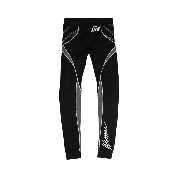 Off White Athletic Sports Leggings Black