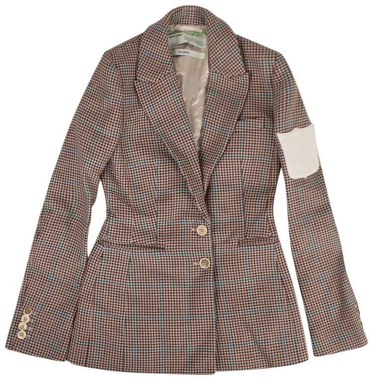 Off White Tweed Patch Blazer Red