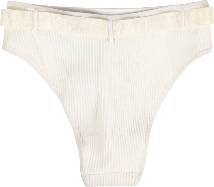 Off White Ribbed Bikini Bottom White