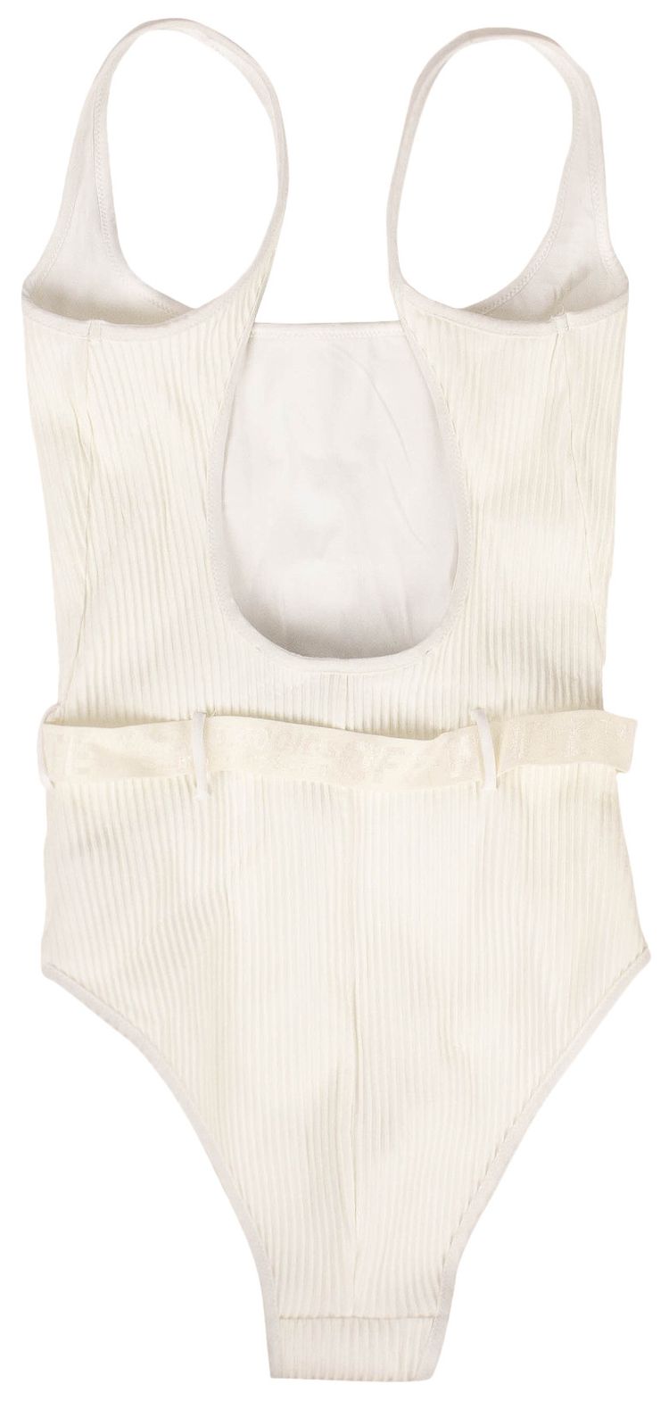 Off White One Piece Belted Swimsuit White
