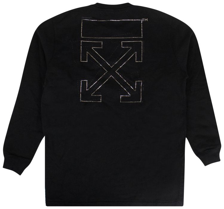 Off White Rhinestone Sweatshirt Dress Black
