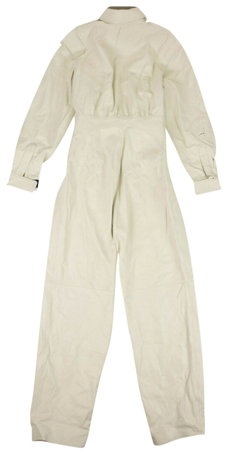 Off White Leather Racing Jumpsuit White