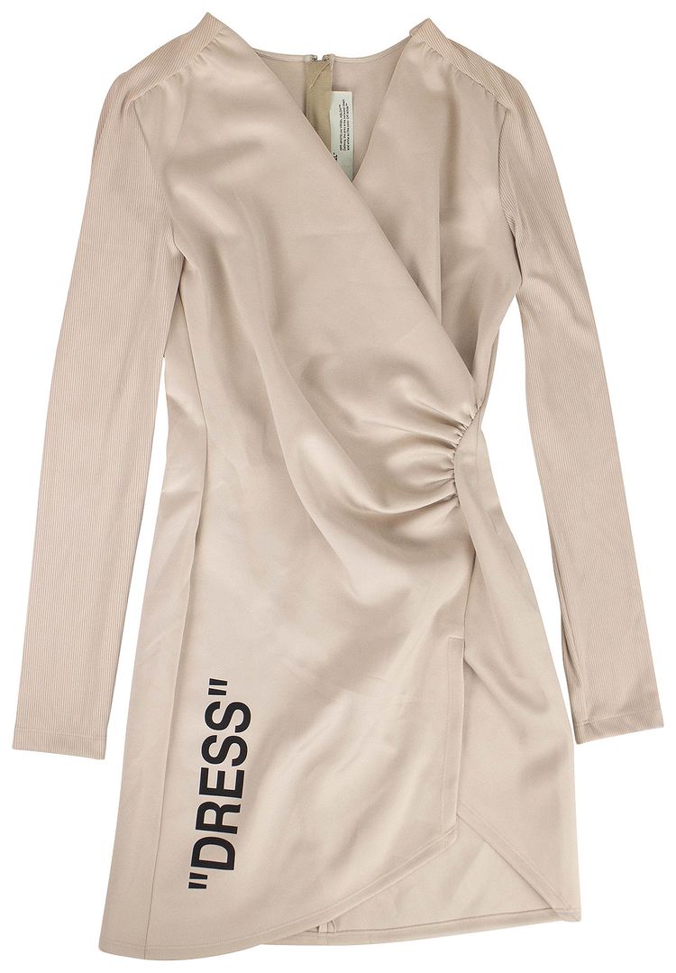 Off White Wrap Style Mini Dress Beige