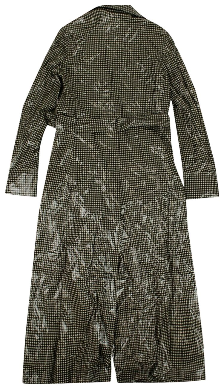 Off White Checked Trench Coat BlackWhite