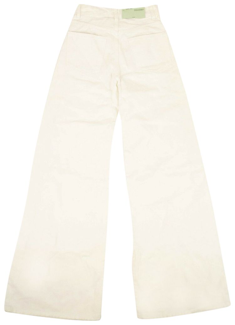 Off White Logo Print Jeans White