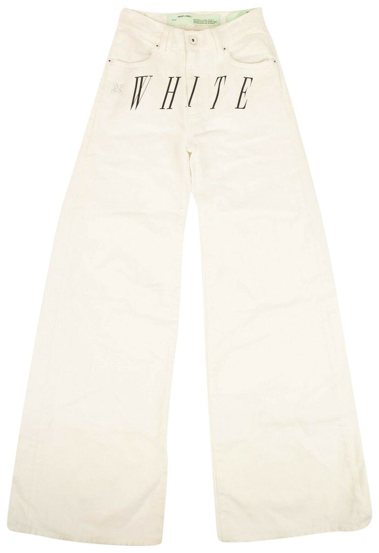 Off White Logo Print Jeans White