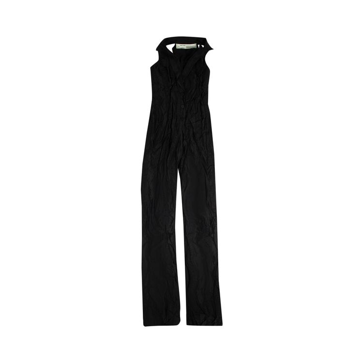 Off White Plunging V Neck Jumpsuit Black