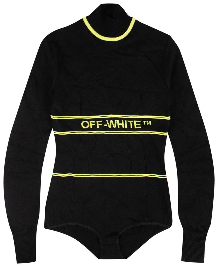 Off White Athletic Logo Bodysuit Top Black