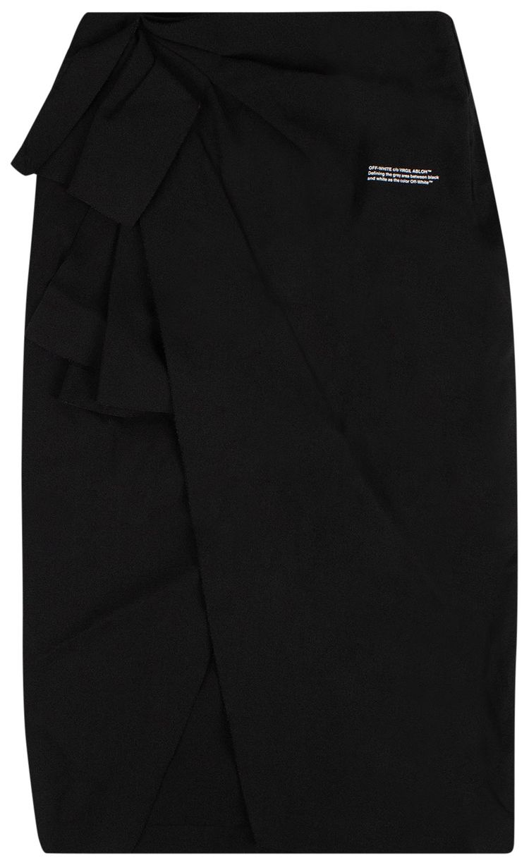 Off White Wrap Pencil Skirt Black