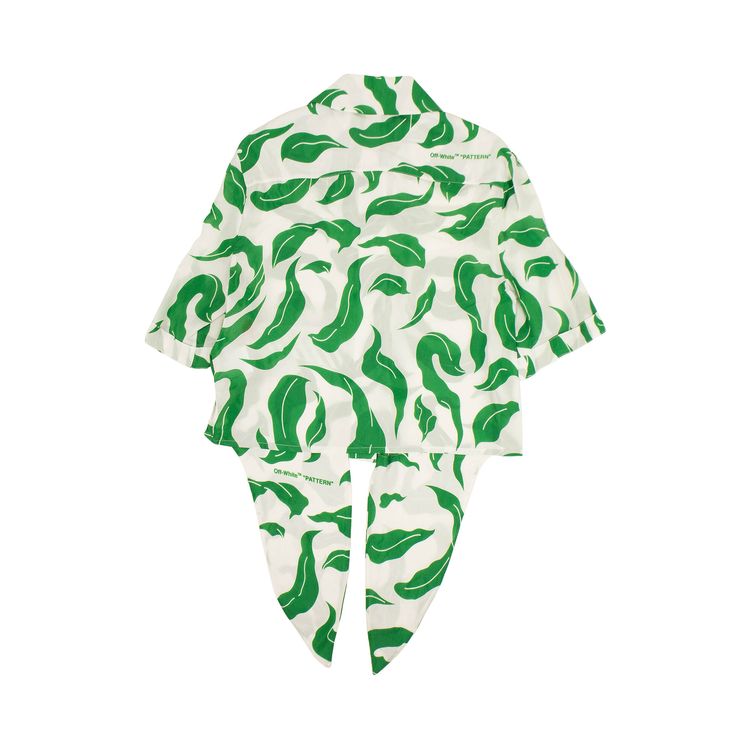 Off White Leaf Print Shirt WhiteGreen
