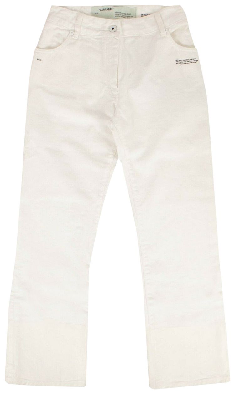 Off White Contrast Hem Mid Rise Jeans White