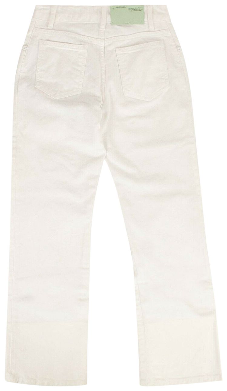 Off White Contrast Hem Mid Rise Jeans White