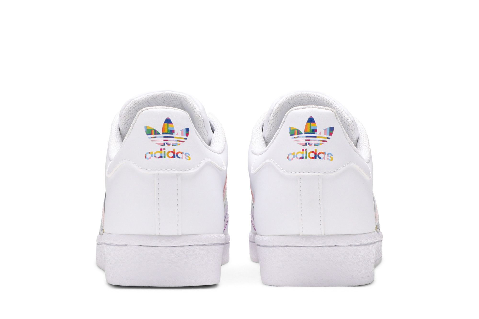 White adidas with rainbow stripes discount