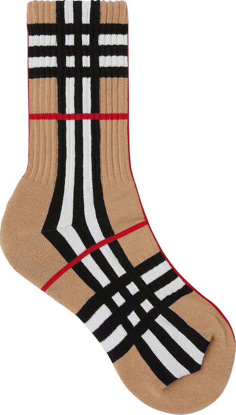 Burberry Check Intarsia Socks Archive Beige