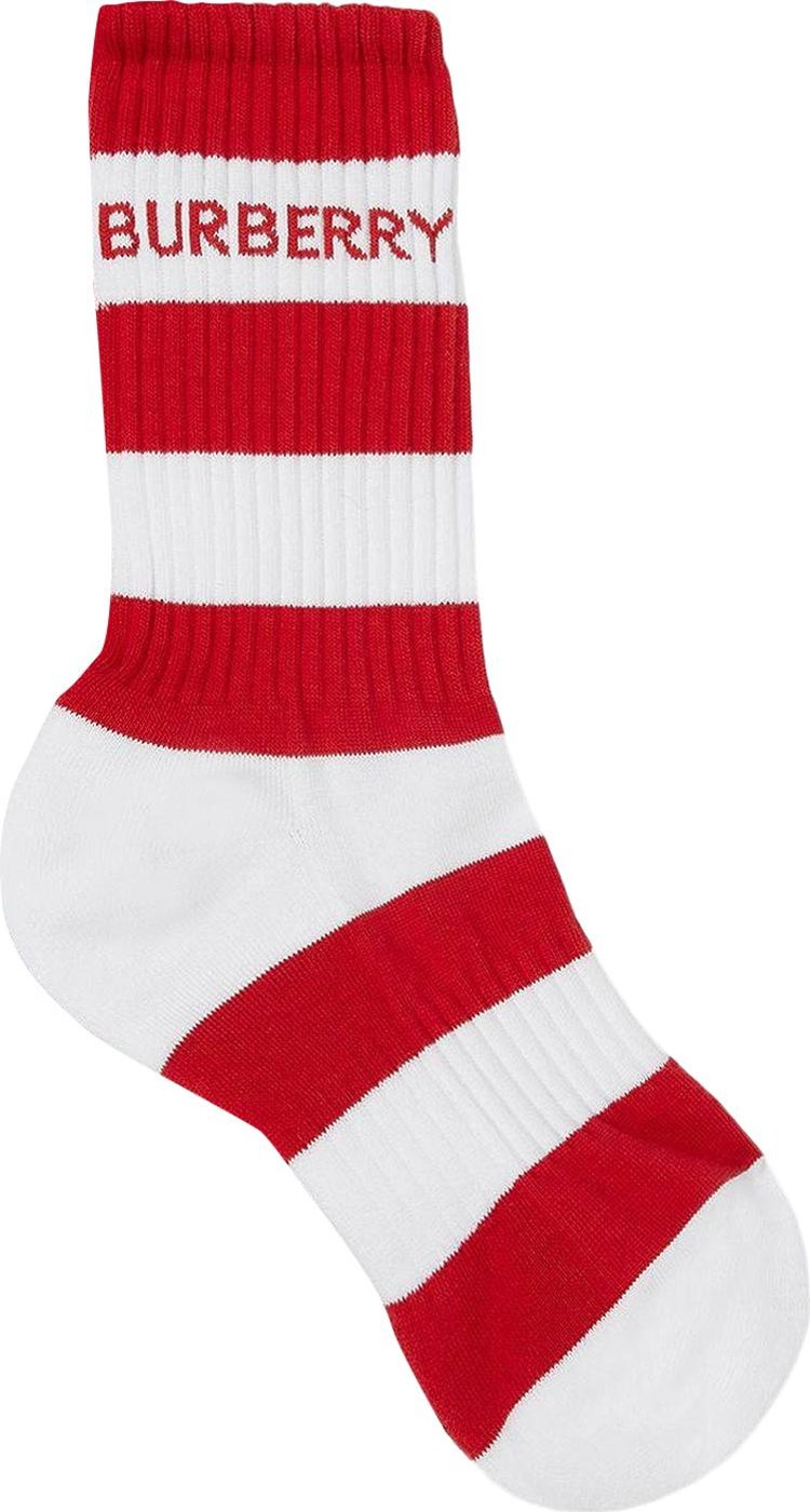 Burberry Striped Logo Socks RedWhite