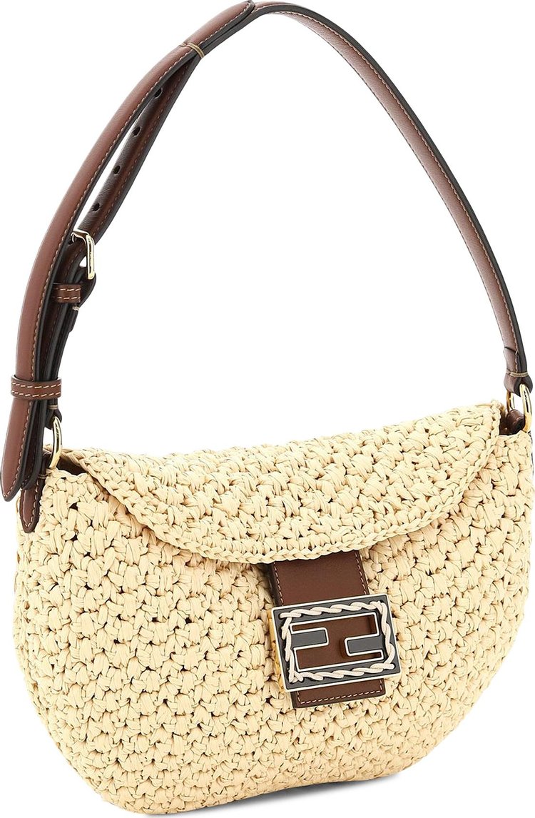 Fendi Croissant Small Crochet Bag BeigeBrown