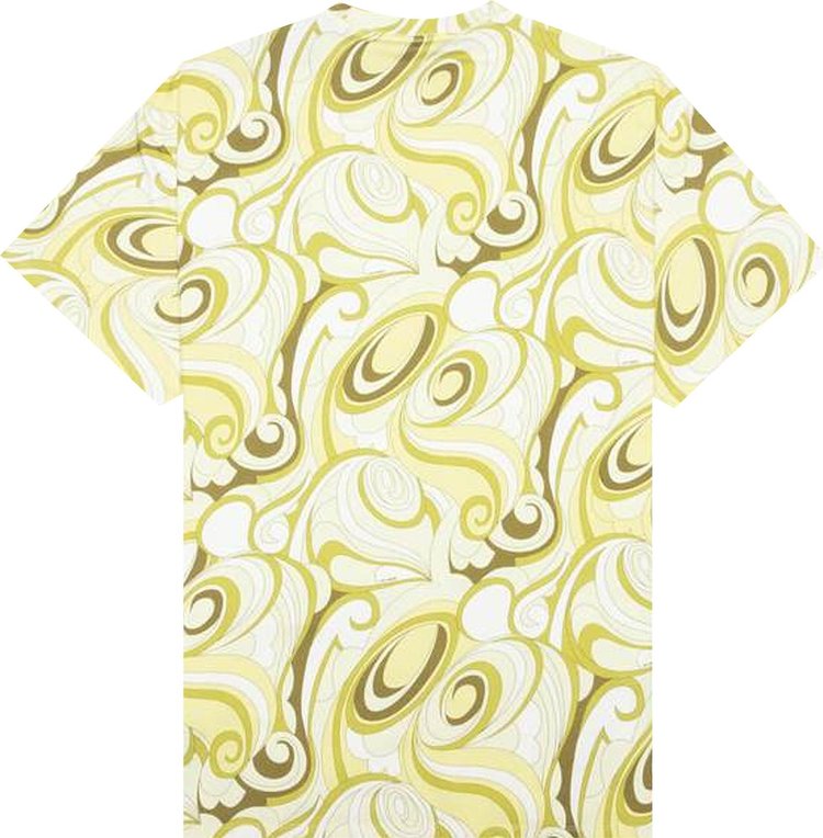 Raf Simons Big Fit T Shirt With Hippie All Over Print Hippie Yellow