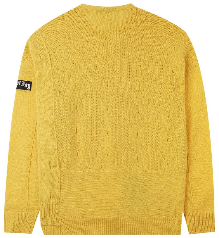 Raf Simons Oversized Reversed Braid Relief Roundneck Sweater Yellow