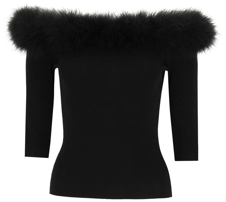 Saint Laurent Feather Low Neck Top Noir