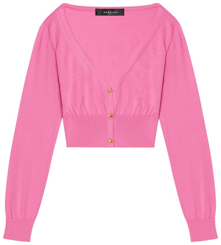 Versace Cropped Silk Cardigan Fuchsia