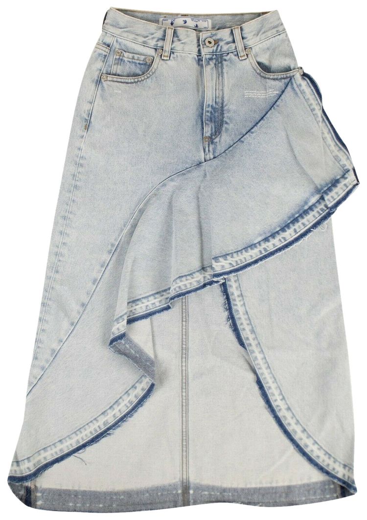 Off White Denim Asymmetrical Skirt Blue