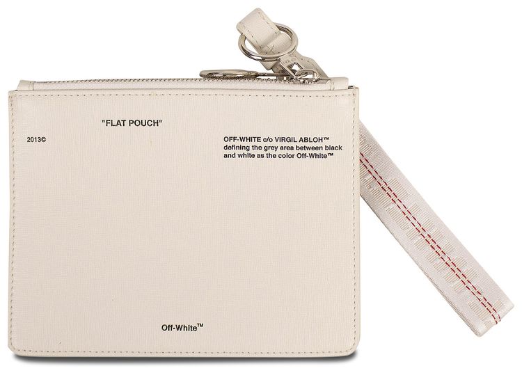 Off White Diagonal Stripe Clutch Bag White
