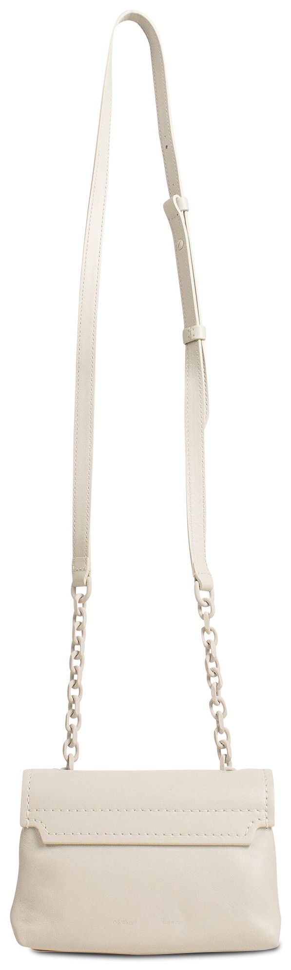 Off White Leather Small Binder Clip Bag White