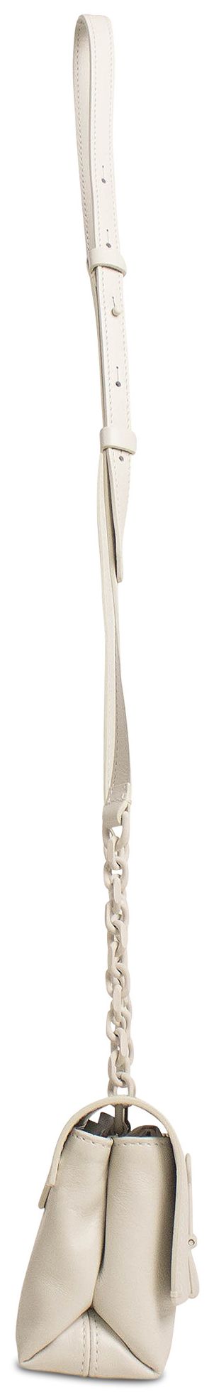 Off White Leather Small Binder Clip Bag White