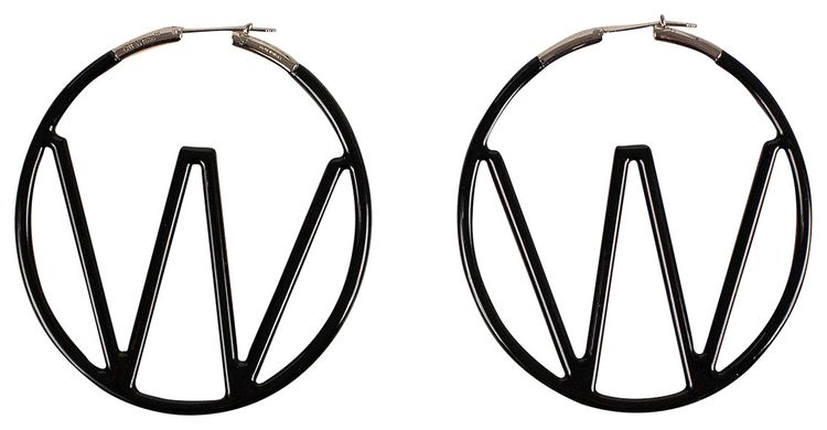 Off White Hoop Earrings Black