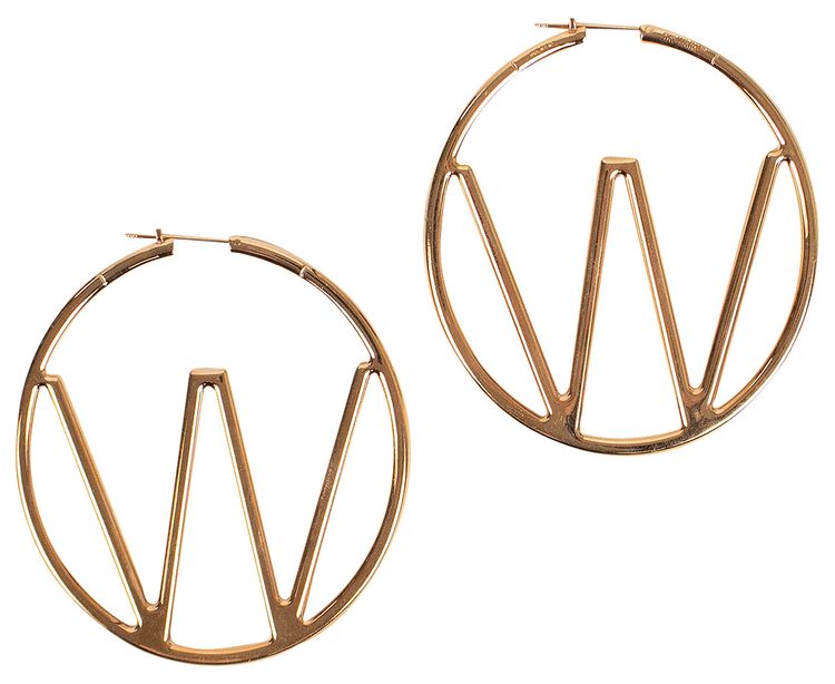 Off White Hoop Earrings Rose Gold