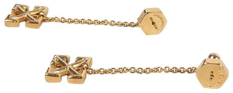 Off White Small Arrow Drop Earrings Gold