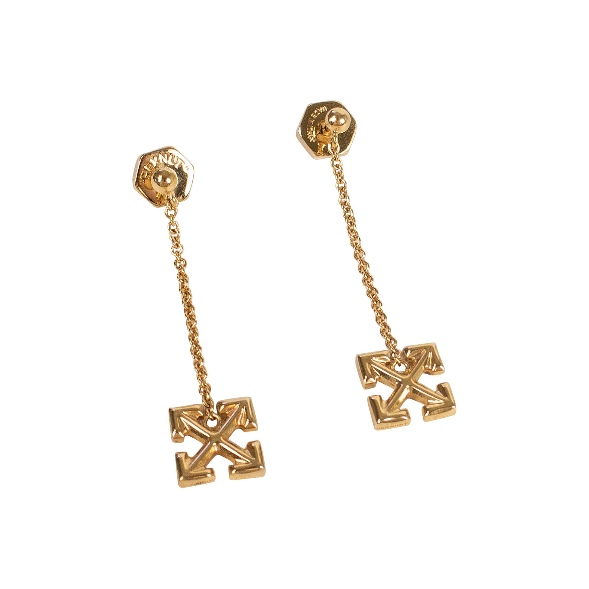 Off white dangle earrings sale