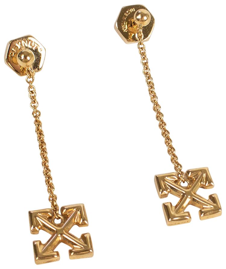 Off White Small Arrow Drop Earrings Gold