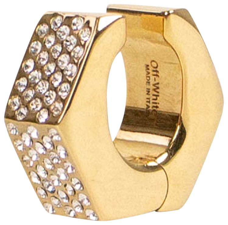 Off White Mono Hexnut Ear Cuff Gold