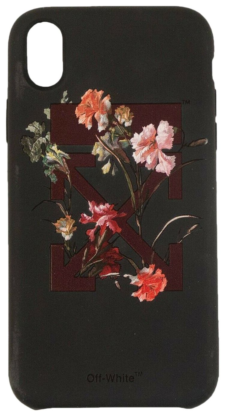 Off White Arrows Flowers iPhone XR Case Black