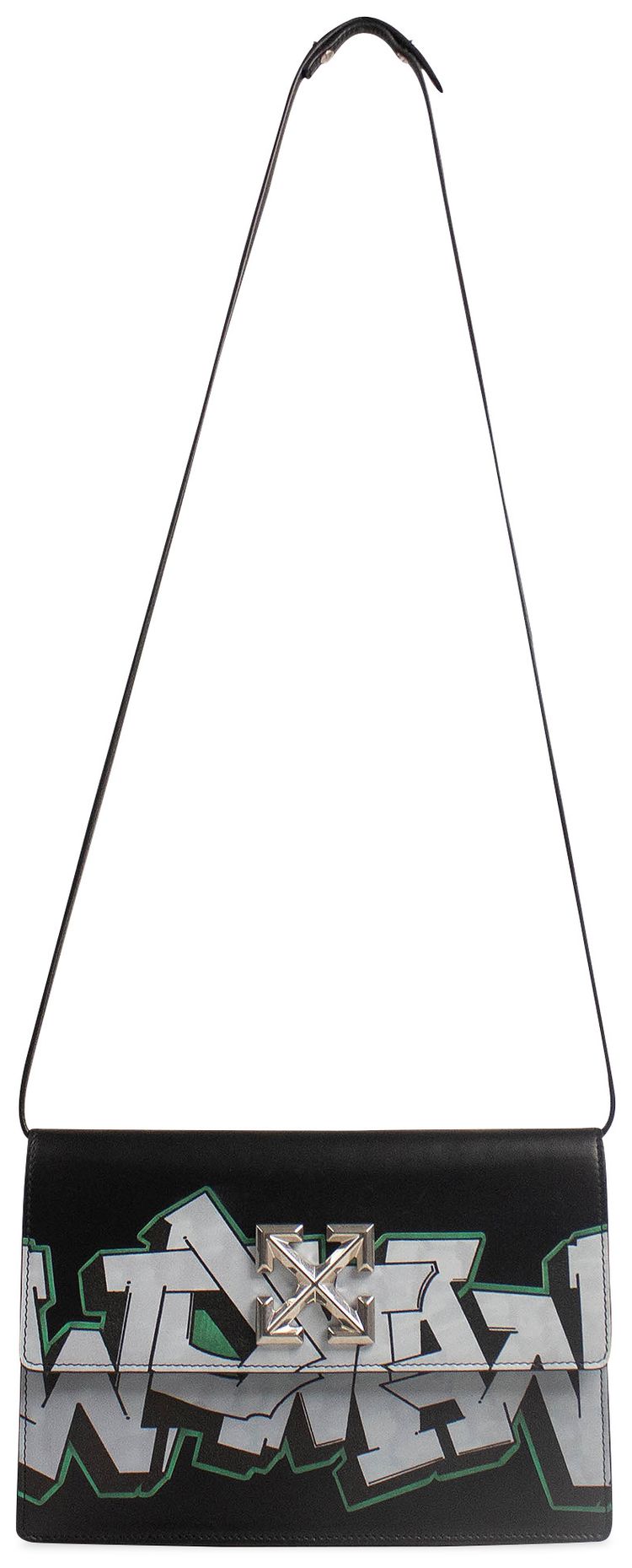 Off White Leather Graffiti Jitney10 Hand Bag Black