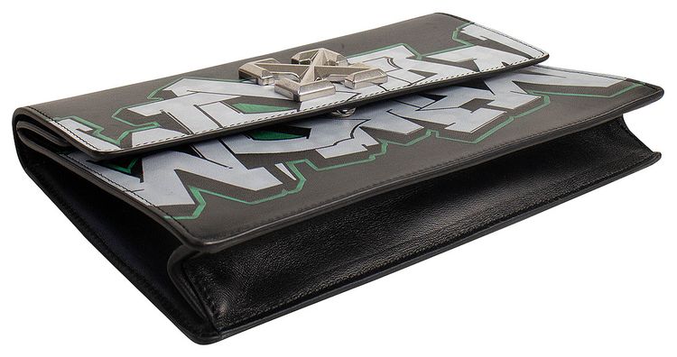 Off White Leather Graffiti Jitney10 Hand Bag Black