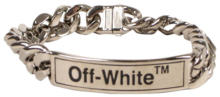 Off White Logo Plaque Choker Necklace Brass