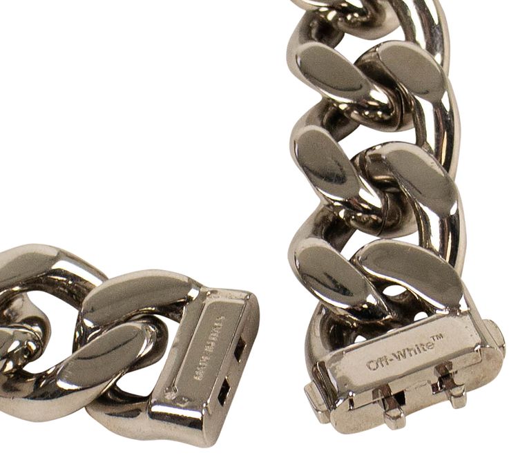 Off White Logo Plaque Choker Necklace Brass