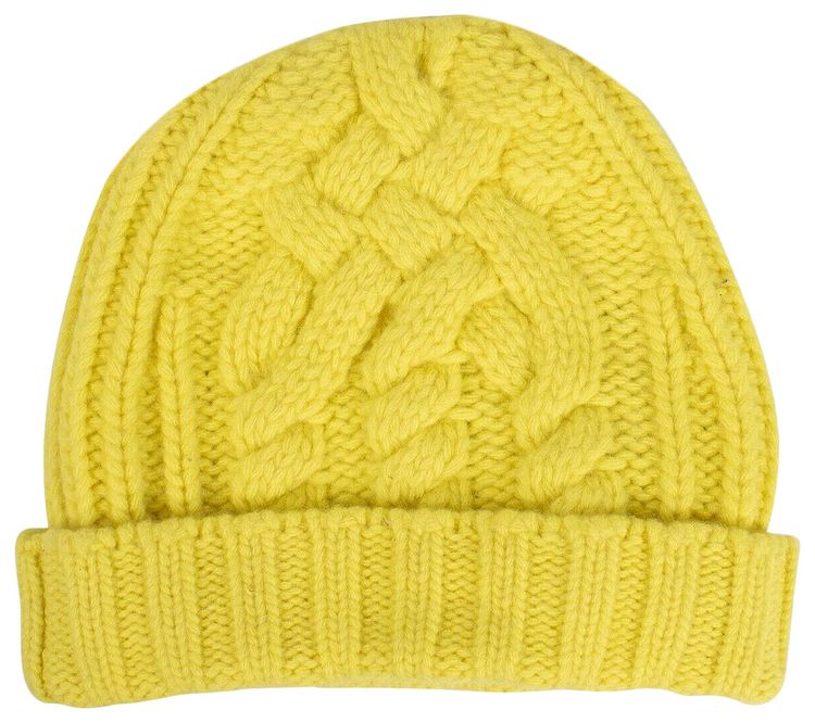 Off White Logo Patch Beanie Yellow