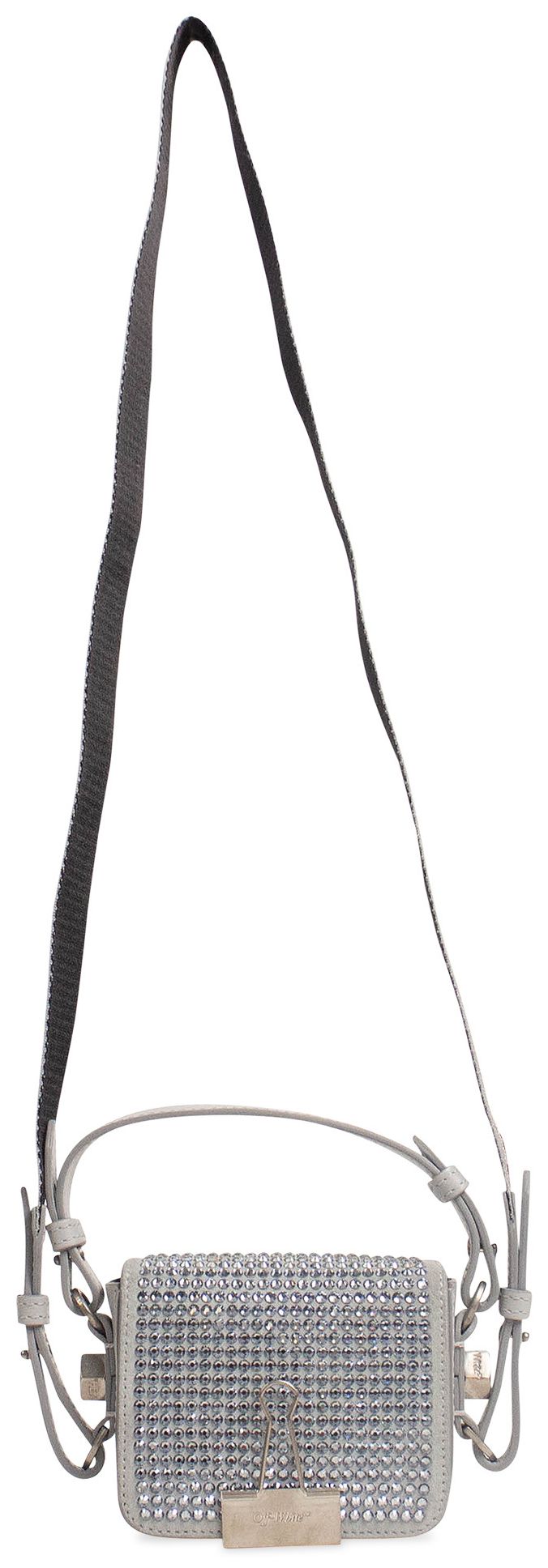 Off White Crystal Embellished Mini Bag Gray