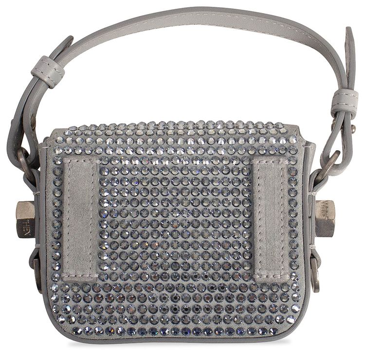 Off White Crystal Embellished Mini Bag Gray