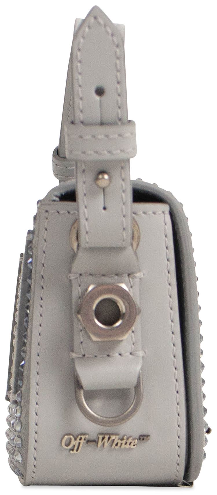 Off White Crystal Embellished Mini Bag Gray