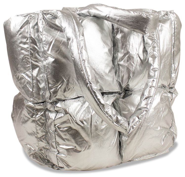 Off White Padded Square Tote Shoulder Bag Silver